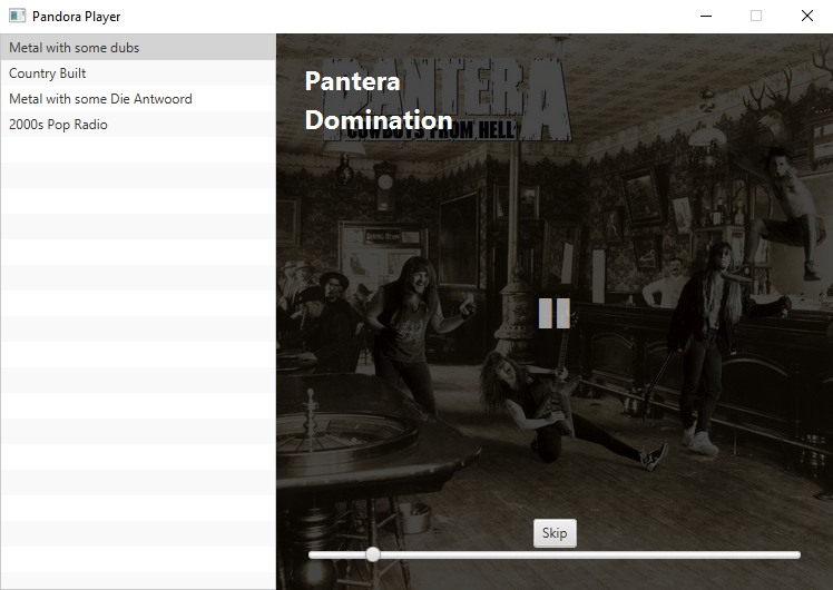 JavaFX Pandora Player